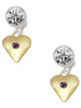 Gold-tone Large Purple Crystal Heart - Crystal Clip on Earrings: Color Choice - Red, Green, Blue, Purple, Pink, Clear, Black