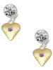 Gold-tone Large Light Purple Crystal Heart - Crystal Clip on Earrings: Color Choice - Red, Green, Blue, Purple, Pink, Clear, Black