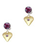 Gold-tone Large Light Purple Crystal Heart - Crystal Clip on Earrings