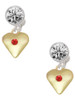 Gold-tone Large Red Crystal Heart - Crystal Clip on Earrings: Color Choice - Red, Green, Blue, Purple, Pink, Clear, Black