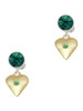 Gold-tone Large Lime Green Crystal Heart - Crystal Clip on Earrings