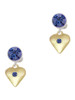 Gold-tone Large Blue Crystal Heart - Crystal Clip on Earrings
