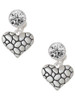 Silver Plated Pebble Heart - Crystal Clip on Earrings: Color Choice - Red, Green, Blue, Purple, Pink, Clear, Black