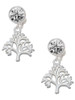 Silver Plated Medium Tree of Life - Crystal Clip on Earrings: Color Choice - Red, Green, Blue, Purple, Pink, Clear, Black
