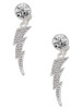 Silver Plated Large Clear Crystal Lightning Bolt - Crystal Clip on Earrings