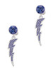 Silver Plated Large Blue Crystal Lightning Bolt - Crystal Clip on Earrings