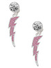 Silver Plated Large Hot Pink Crystal Lightning Bolt - Crystal Clip on Earrings: Color Choice - Red, Green, Blue, Purple, Pink, Clear, Black