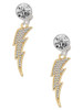 Gold-tone Large Clear Crystal Lightning Bolt - Crystal Clip on Earrings: Color Choice - Red, Green, Blue, Purple, Pink, Clear, Black