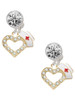Gold-tone Small Crystal Heart with Nurse Hat - Crystal Clip on Earrings: Color Choice - Red, Green, Blue, Purple, Pink, Clear, Black