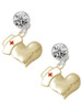 Two-tone Nurse's Prayer Heart - Healing Hand - Crystal Clip on Earrings: Color Choice - Red, Green, Blue, Purple, Pink, Clear, Black