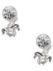 Silver Plated Mini Running Horse - Crystal Clip on Earrings: Color Choice - Red, Green, Blue, Purple, Pink, Clear, Black