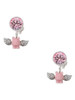Silver Plated Mini Pink Flying Pig - Crystal Clip on Earrings