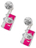 Silver Plated Pink Camera - Crystal Clip on Earrings: Color Choice - Red, Green, Blue, Purple, Pink, Clear, Black