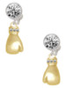 Gold-tone Large Boxing Glove - Crystal Clip on Earrings