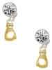 Gold-tone Small Boxing Glove - Crystal Clip on Earrings: Color Choice - Red, Green, Blue, Purple, Pink, Clear, Black