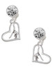 Silver Plated Gymnast in Heart - Crystal Clip on Earrings