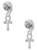 Silver Plated Small Ankh - Crystal Clip on Earrings