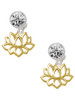 Gold-tone Lotus Outline - Crystal Clip on Earrings: Color Choice - Red, Green, Blue, Purple, Pink, Clear, Black