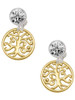 Gold-tone Tree of Life Cutout - Crystal Clip on Earrings: Color Choice - Red, Green, Blue, Purple, Pink, Clear, Black