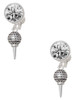 Silver Plated Small Golf Ball on Tee - Crystal Clip on Earrings