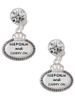 Silver Plated Keep Calm and Carry On - Crystal Clip on Earrings: Color Choice - Red, Green, Blue, Purple, Pink, Clear, Black