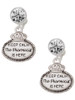 Silver Plated Keep Calm The Pharmacist is Here - Crystal Clip on Earrings