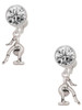 Silver Plated Small Gymnast Balance Beam - Crystal Clip on Earrings