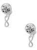 Silver Plated Mini Infinity Sign - Crystal Clip on Earrings: Color Choice - Red, Green, Blue, Purple, Pink, Clear, Black