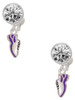 Silver Plated Mini Purple Running Shoe - Crystal Clip on Earrings: Color Choice - Red, Green, Blue, Purple, Pink, Clear, Black