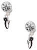 Silver Plated Mini Black Running Shoe - Crystal Clip on Earrings: Color Choice - Red, Green, Blue, Purple, Pink, Clear, Black