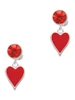 Silver Plated Card Suit - Red Heart - Crystal Clip on Earrings