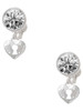 Silver Plated Mini Heart Lock - Crystal Clip on Earrings: Color Choice - Red, Green, Blue, Purple, Pink, Clear, Black