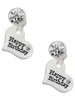 Silver Plated Large Happy Birthday Heart - Crystal Clip on Earrings: Color Choice - Red, Green, Blue, Purple, Pink, Clear, Black
