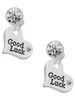Silver Plated Large Good Luck Heart - Crystal Clip on Earrings