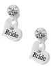 Silver Plated Large Bride Heart - Crystal Clip on Earrings: Color Choice - Red, Green, Blue, Purple, Pink, Clear, Black