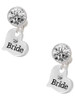 Silver Plated Small Bride Heart - Crystal Clip on Earrings: Color Choice - Red, Green, Blue, Purple, Pink, Clear, Black