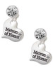 Silver Plated Large Matron of Honor Heart - Crystal Clip on Earrings