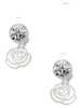 Silver Plated Small Rose Outline - Crystal Clip on Earrings