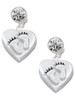 Silver Plated Baby Feet Heart Locket - Crystal Clip on Earrings: Color Choice - Red, Green, Blue, Purple, Pink, Clear, Black