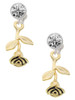 Gold-tone Stemmed Rose - Crystal Clip on Earrings