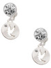 Silver Plated Dove Disc - Crystal Clip on Earrings: Color Choice - Red, Green, Blue, Purple, Pink, Clear, Black