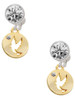 Gold-tone Dove Disc - Crystal Clip on Earrings: Color Choice - Red, Green, Blue, Purple, Pink, Clear, Black