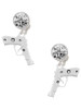 Silver Plated Handgun - Crystal Clip on Earrings: Color Choice - Red, Green, Blue, Purple, Pink, Clear, Black