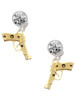 Gold-tone Handgun - Crystal Clip on Earrings