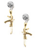 Gold-tone Rifle - Crystal Clip on Earrings