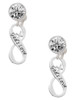 God's Love Infinity Sign - Crystal Clip on Earrings: Color Choice - Red, Green, Blue, Purple, Pink, Clear, Black