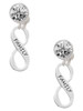 Silver Plated Family Infinity Sign - Crystal Clip on Earrings