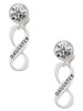 Silver Plated Daughter Infinity Sign - Crystal Clip on Earrings