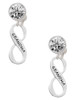 Silver Plated Grandma Infinity Sign - Crystal Clip on Earrings