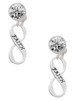 Faith Infinity Sign - Crystal Clip on Earrings: Color Choice - Red, Green, Blue, Purple, Pink, Clear, Black